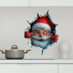 Santa Face 3D Illusion Wall Stickers for Festive Christmas Home Decor