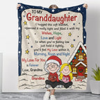 Personalized Fleece Blanket, Grandma and Granddaughter Reading by the Fire, Unique Christmas Gift for Granddaughter - 4