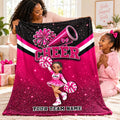 Personalized Fleece Blanket, Sparkling Pink Cartoon Cheerleader with Pom-Poms, Unique Gift for Daughter - 1
