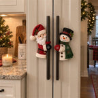 Christmas Santa Snowman Handle Covers for Festive Kitchen and Holiday Home Decor