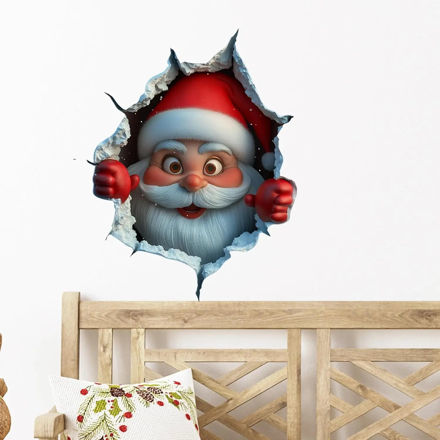 Santa Face 3D Illusion Wall Stickers for Festive Christmas Home Decor