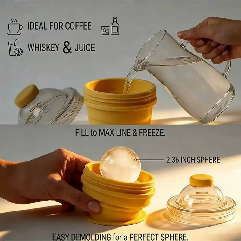 Folding ice hockey cup, silicone cup, summer ice hockey folding water cup, creative silicone ice cube mold, large spherical homemade whiskey freezer. Reusable Coffee,father'sdaygifts
