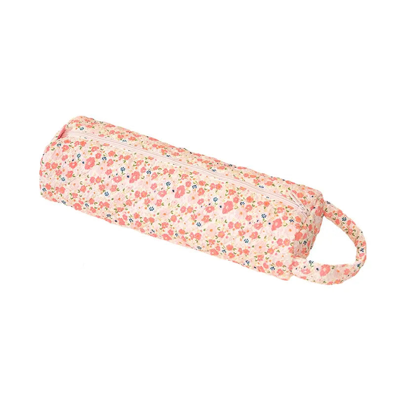 Quilted Travel Toiletry Organizer Bag with Handle for Makeup and Bathroom Storage
