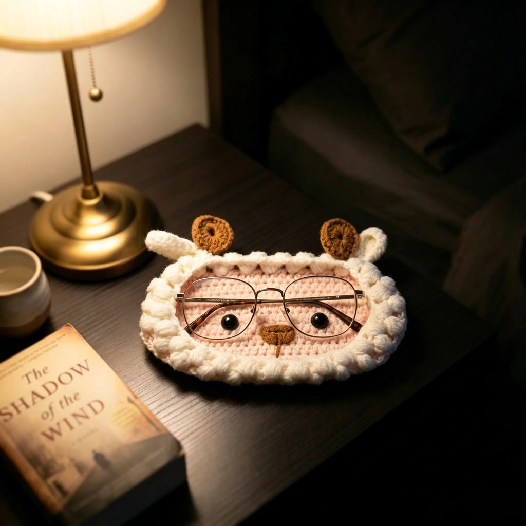 Cute Crochet Animal Glasses Holder for Stylish Eyewear Storage and Desk Decor