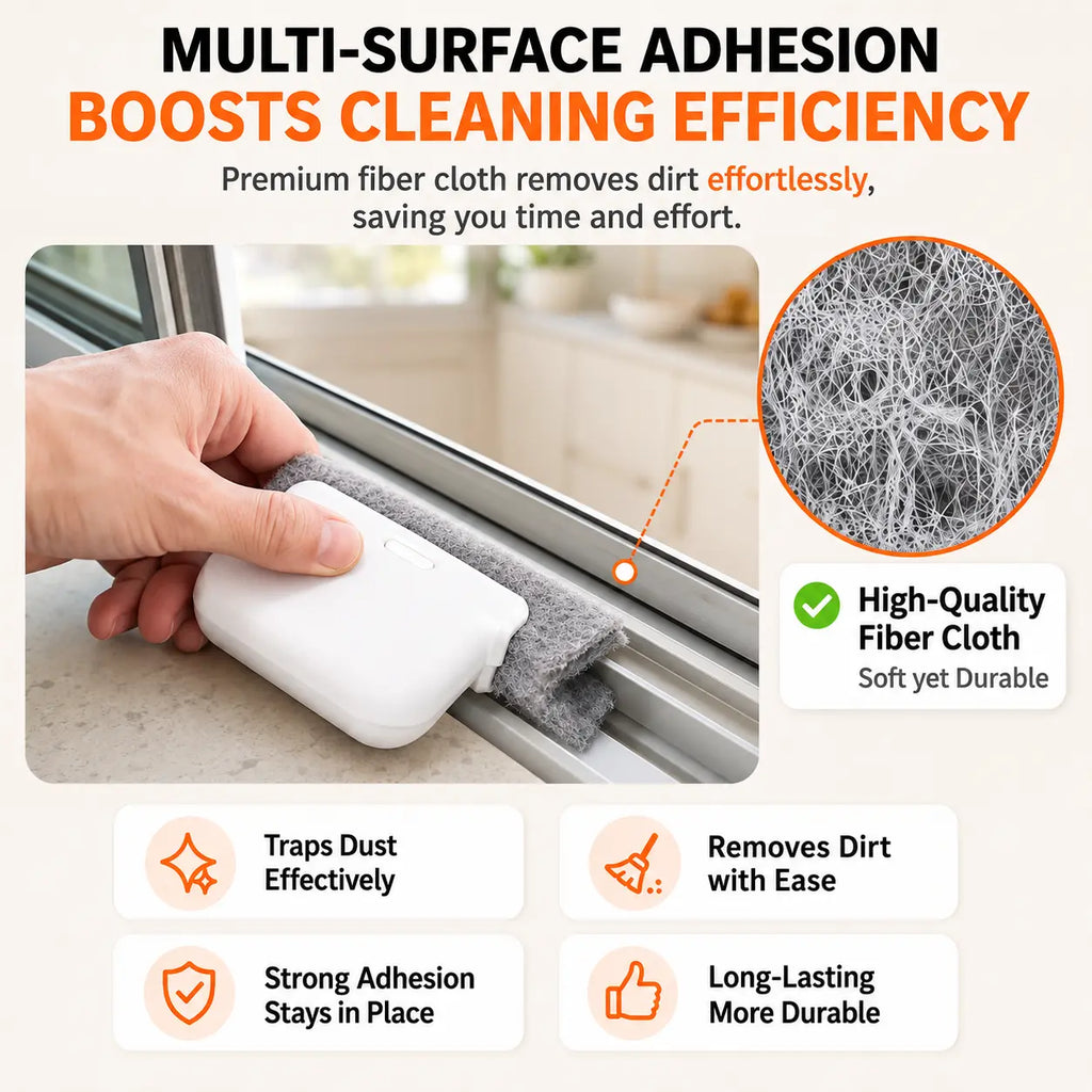 Window Track Cleaner Kit with Scraper and Replacement Pads for Deep Gap Cleaning