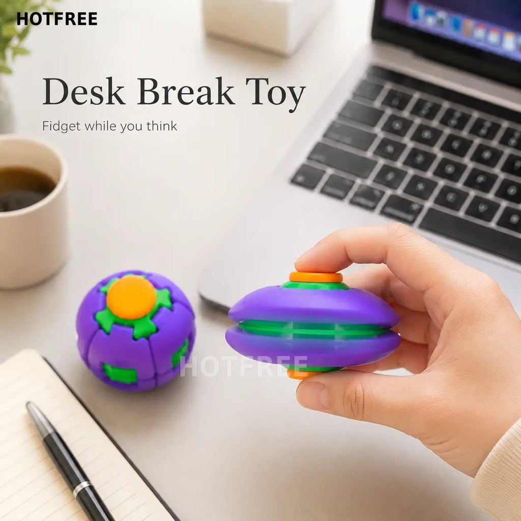 Hotfree Balle Gyroscopique Fidget Imprimée en 3D – Gadget de Bureau Anti-Stress et Anxiété à Rotation Fluide