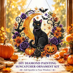 Halloween Cat Pumpkin Diamond Painting Suncatcher Ornament DIY Hanging Decor Kit