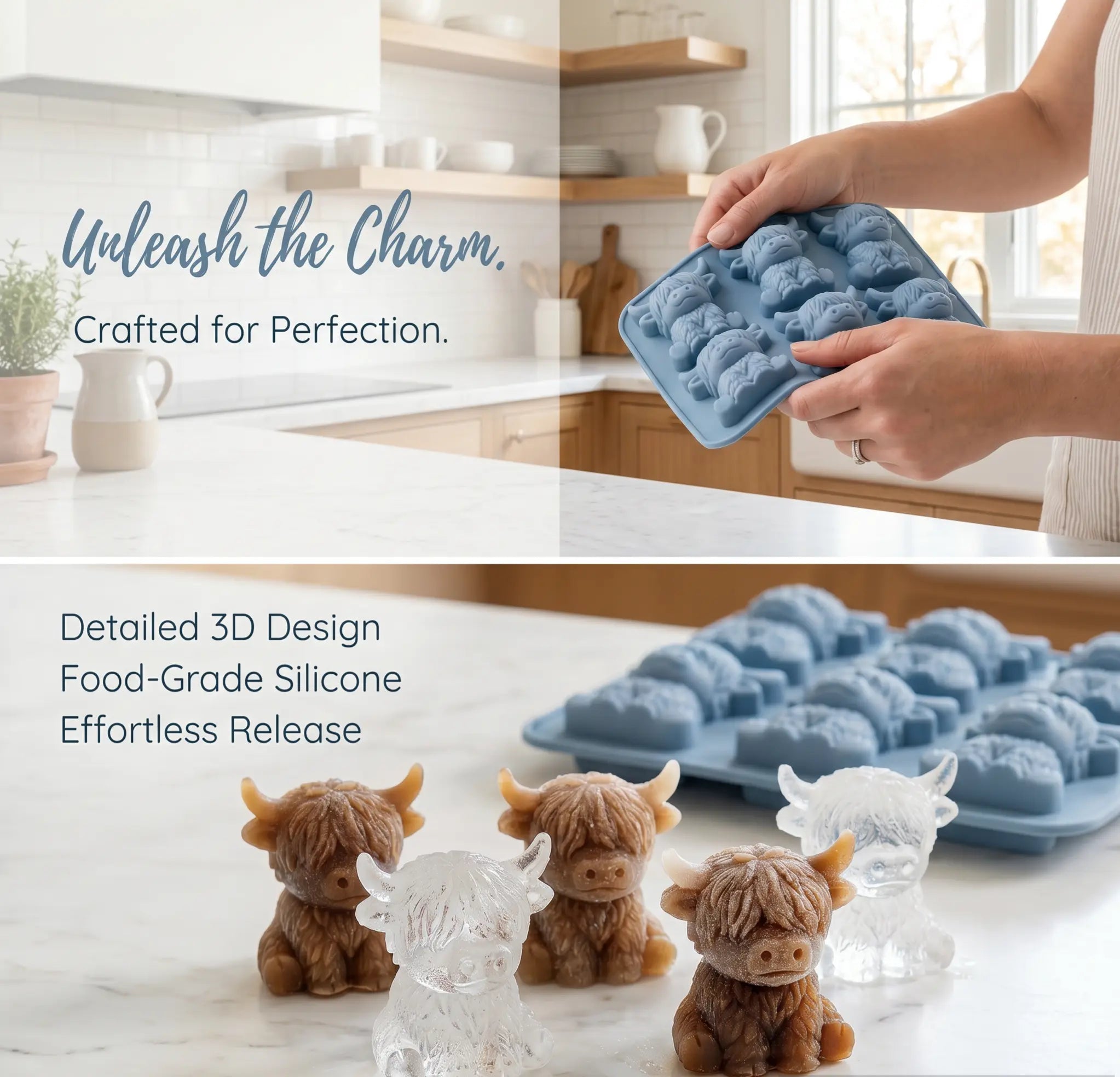 Mini Highland Cow Silicone Ice Cube Mold for Drinks and Parties