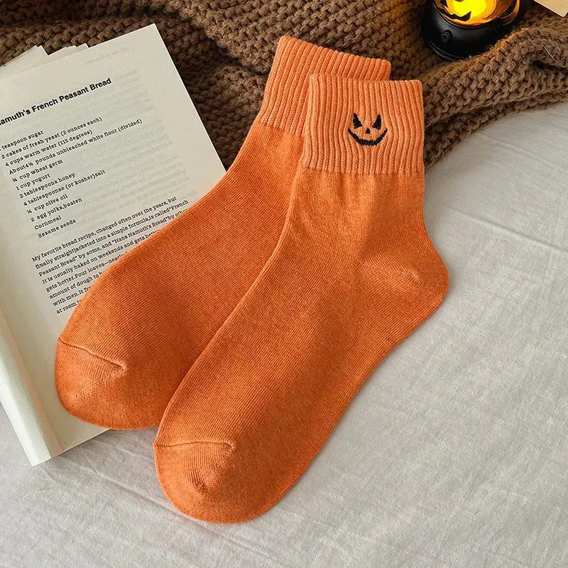 Cute Halloween Socks Set with Spooky Cartoon Designs for Cozy Fall Everyday Wear