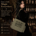 Witchy Canvas Crossbody Bag with Vintage Symbols for Everyday Halloween Style