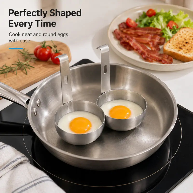 Stainless Steel Egg Poacher Cup with Hanging Hook for Easy Home Cooking