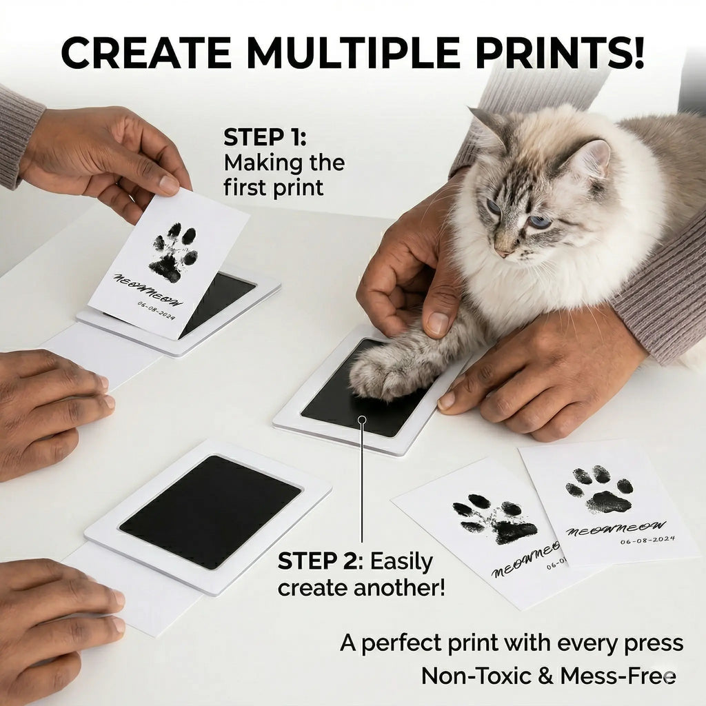 Kit souvenir d'empreintes de pattes d'animaux de compagnie sans salissure avec cadres pour chiens et chats