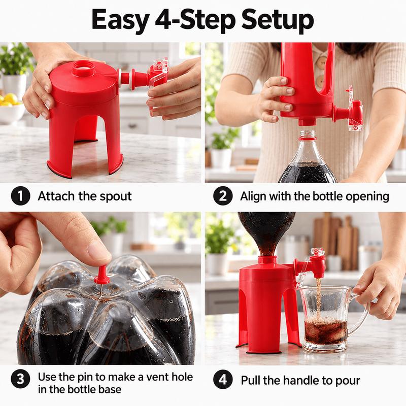 Hand Press Inverted Bottle Dispenser - Carbonated Drink Dispenser, Kitchen Accessories for Home Use