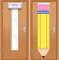 2 Pcs Classroom Door Cover Curtains with Pencil & Composition Notebook Patterns, Back to School Privacy Window Covering, Student Friendly Classroom Decor for Kindergarten Primary Daycare Teacher Office Door