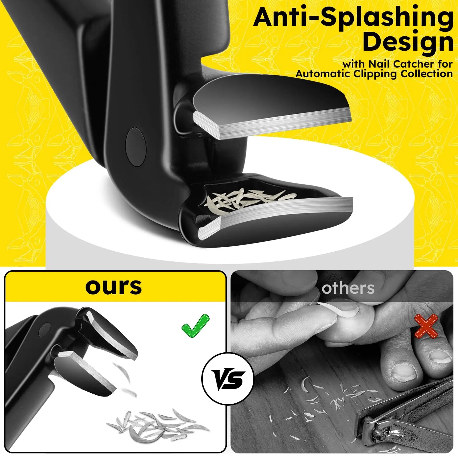 Coupe-ongles de pieds métalliques pour adultes, à long manche, tête courbée avec récupérateur, ultra-tranchant et robuste pour ongles épais