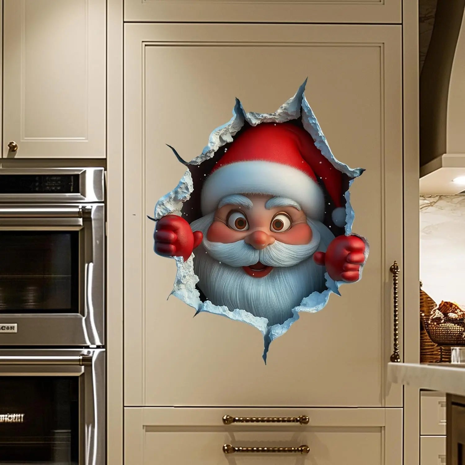 Santa Face 3D Illusion Wall Stickers for Festive Christmas Home Decor
