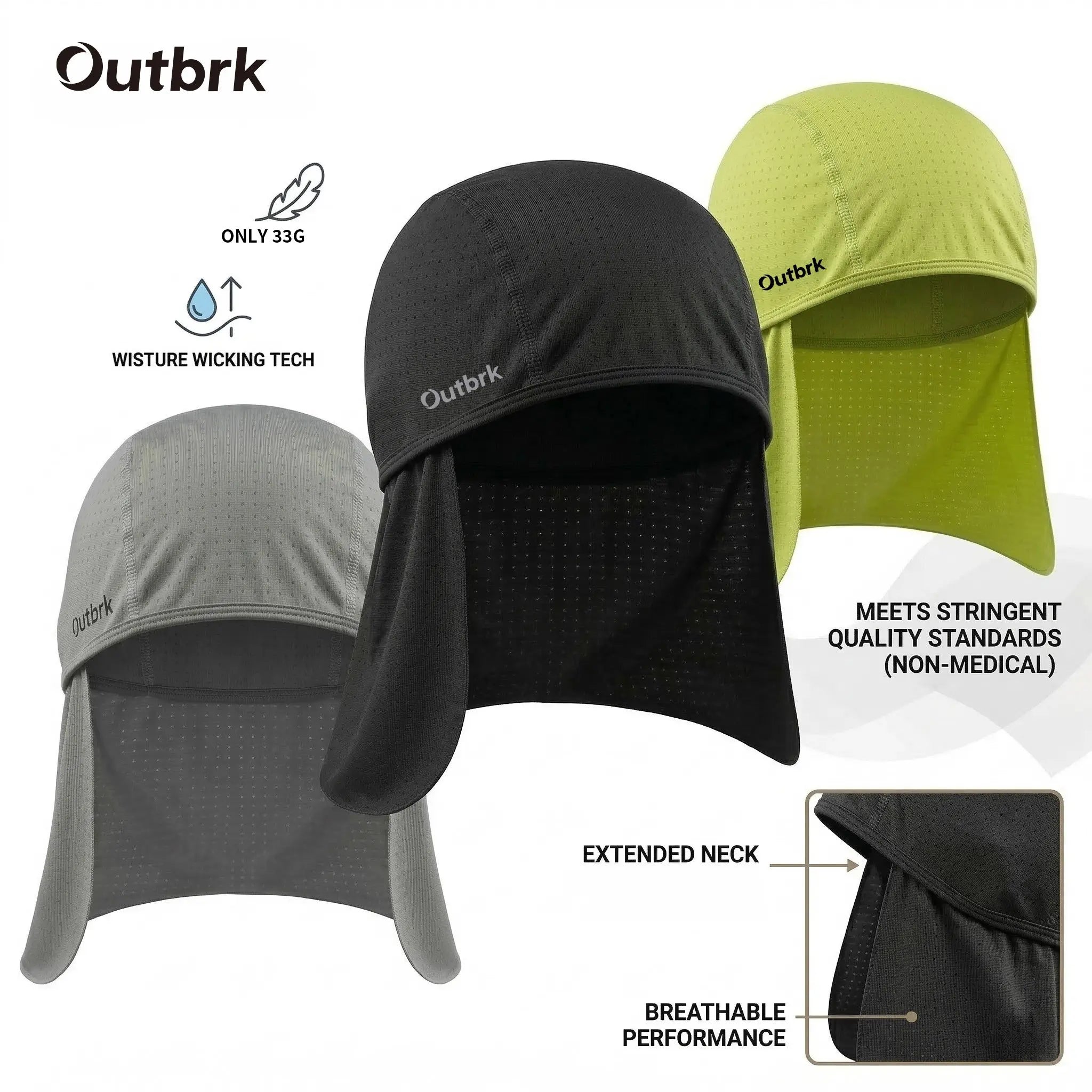 Casquette rafraîchissante à séchage rapide avec pare-nuque, chapeau anti-transpiration anti-UV pour la pêche, la randonnée et le travail en extérieur