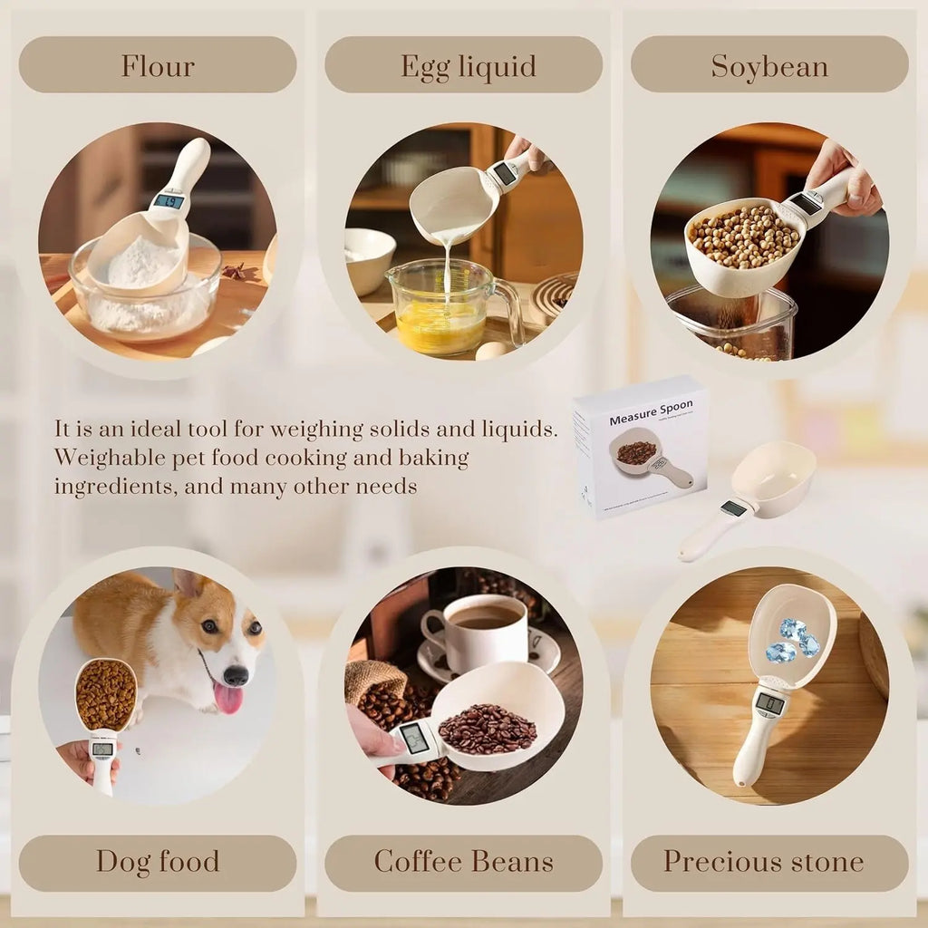 Digital Measuring Scoop Scale for Cooking Baking Pet Food and Kitchen Prep