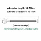 Drill-Free Adjustable Tension Rod for Closet Storage and Laundry Organization