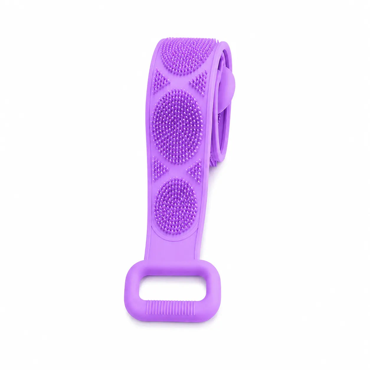 Double-Sided Silicone Bath Brush with Mesh Sponge, Long Back Scrubber Strap with Soft Bristles & Handles for Full-Body Cleansing