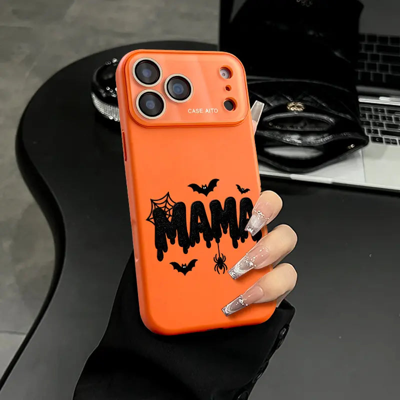 Halloween Mama Drip Phone Case with Bat Spider Graphic for iPhone Protection