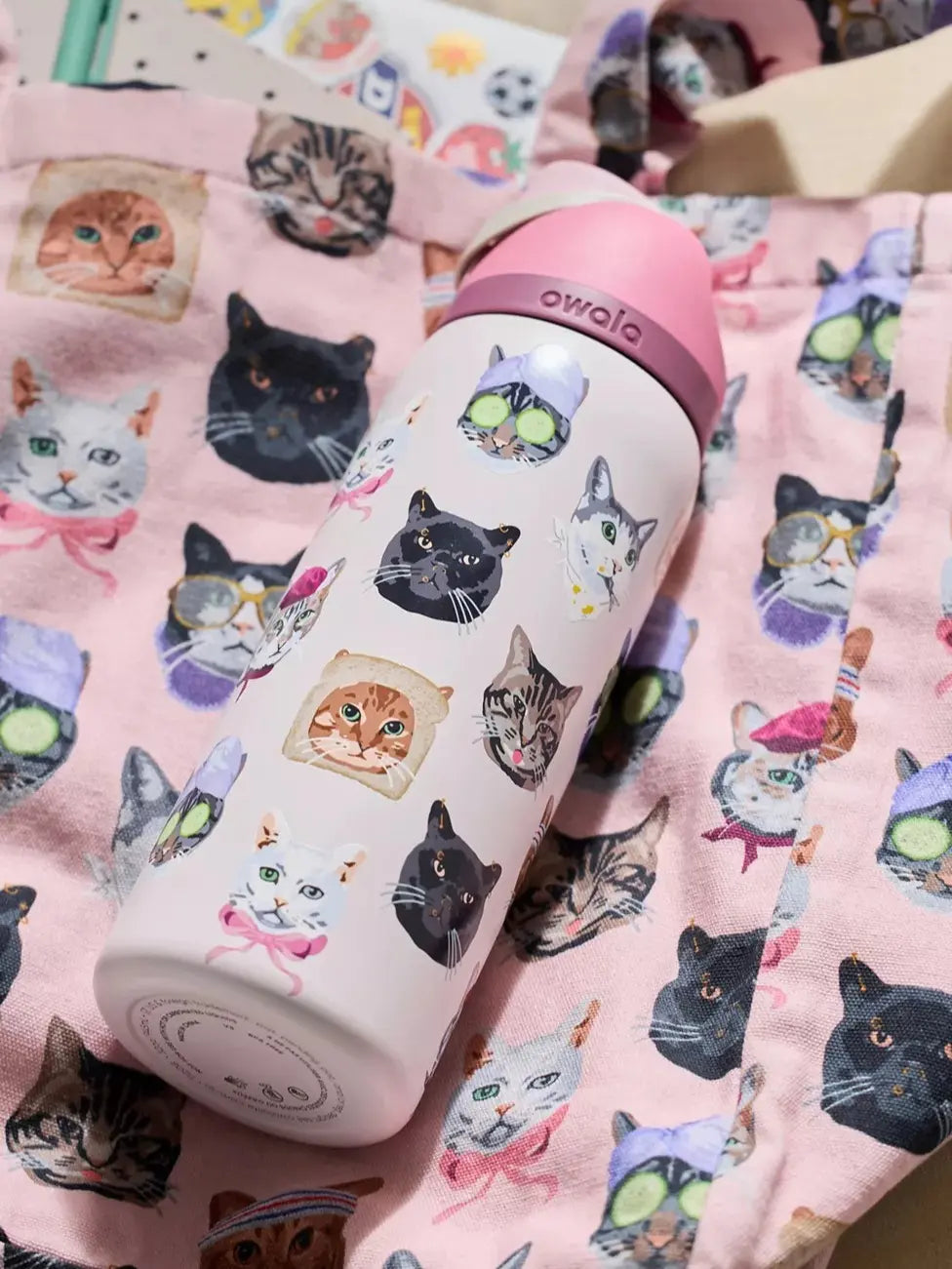 Cute Cat Collage 32 oz Insulated Stainless Steel Water Bottle with Straw
