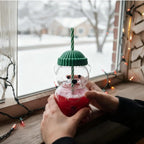 Cute Teddy Bear Glass Tumbler with Strawberry Straw – 20oz Reusable Iced Coffee Cup