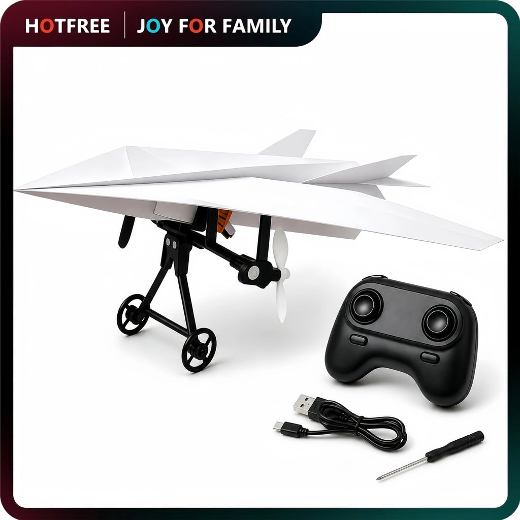 SkyCraft RC Paper Airplane Kit with Gyro Stabilizer and Remote Control