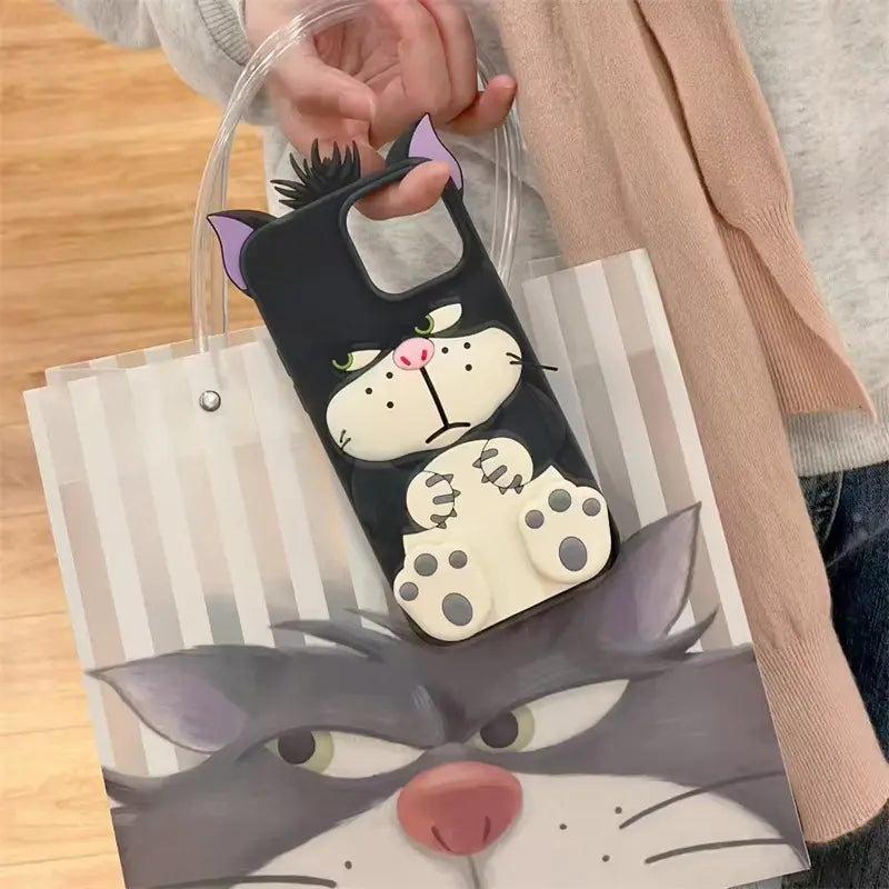 Cute Cat Paw Stand Phone Case with Cartoon Shockproof Protection