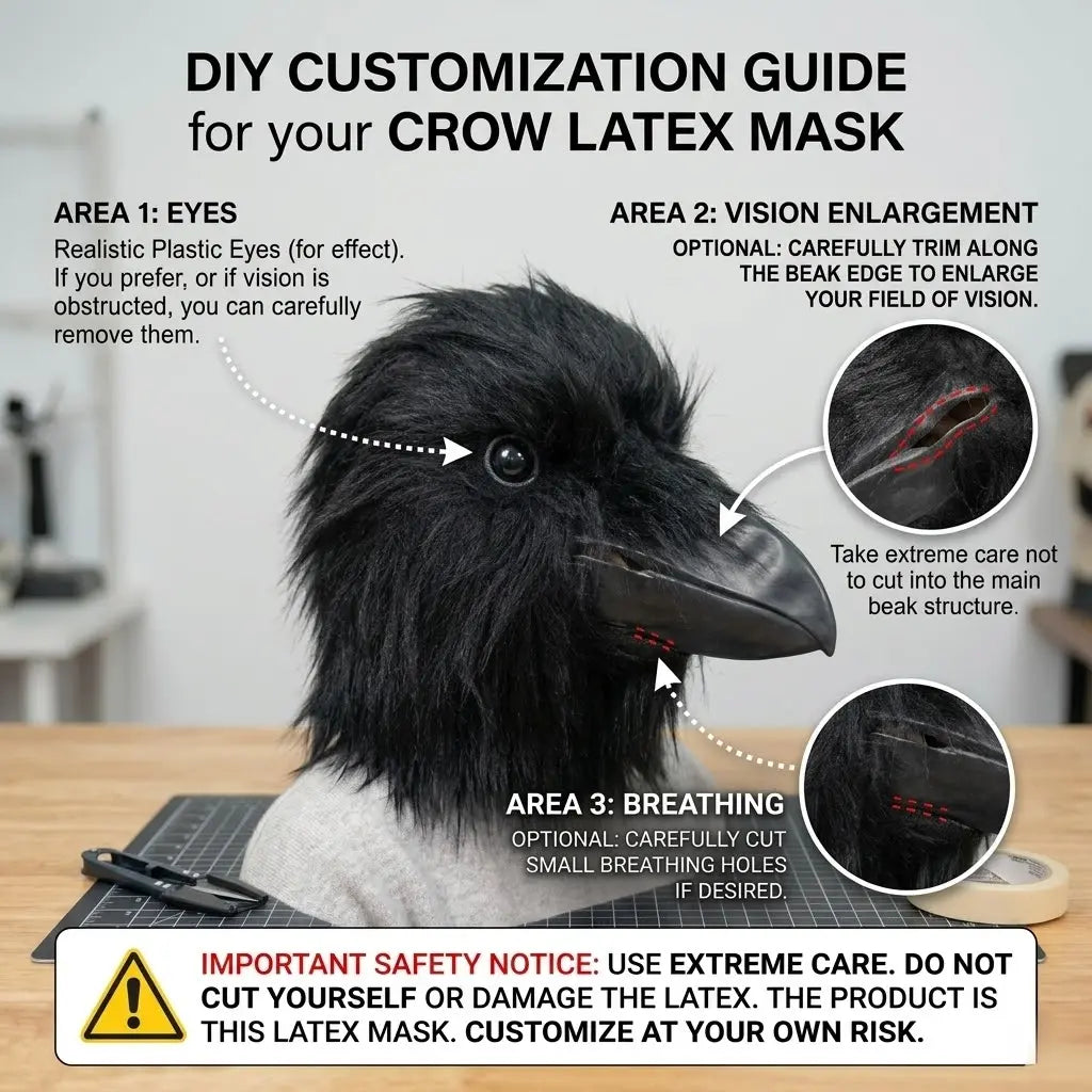 Realistic Crow Latex Mask for Halloween Party and Role Play