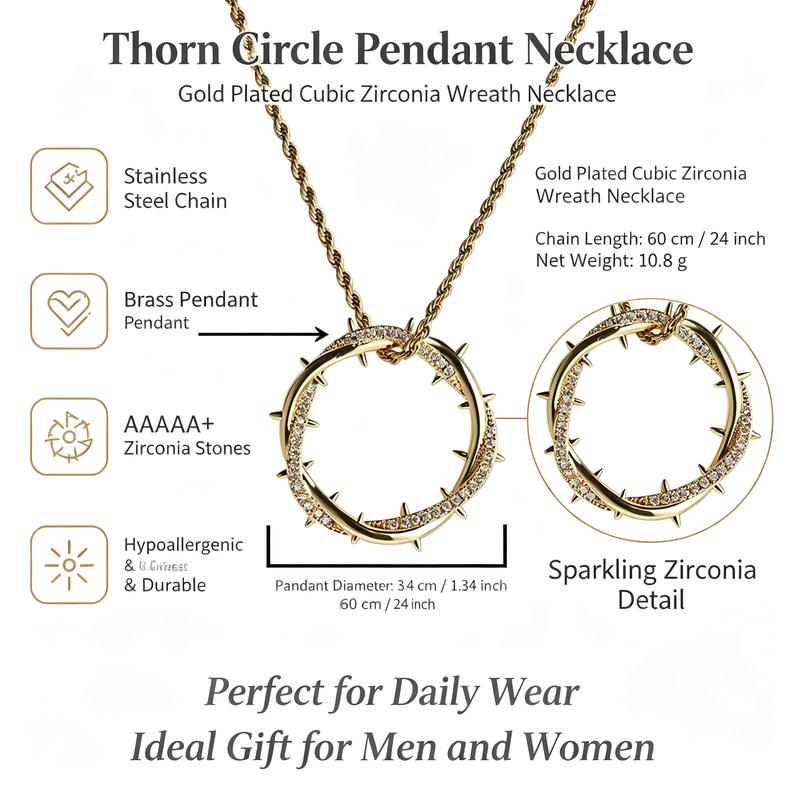 Crown of Thorns Pendant Necklace for Christian Faith and Hip Hop Jewelry