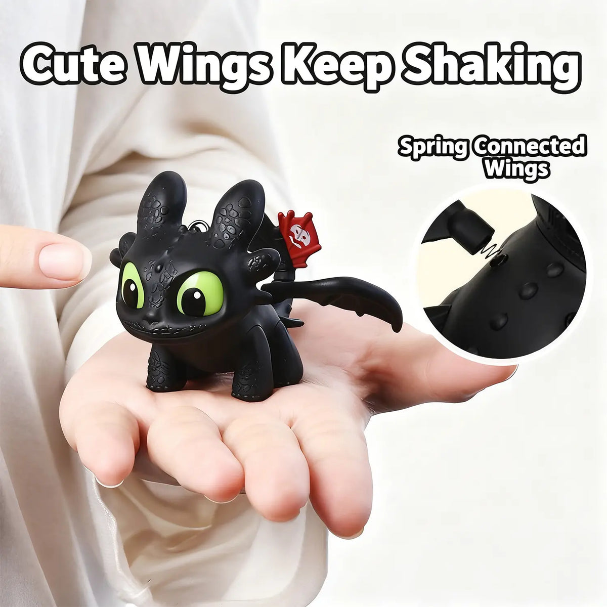 Glow In Dark Mini Dragon Keychain with Moving Wings for Bag Charms