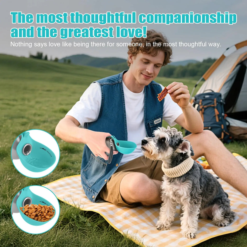 Portable 2-in-1 Dog Water Bottle with Foldable Bowl for Outdoor Walks