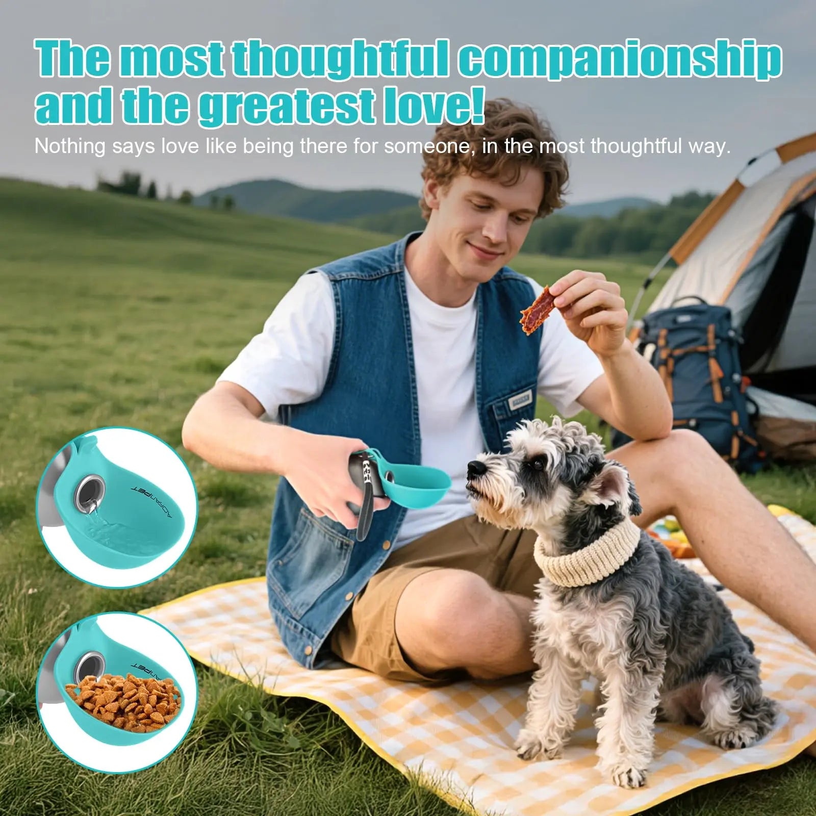 Portable 2-in-1 Dog Water Bottle with Foldable Bowl for Outdoor Walks