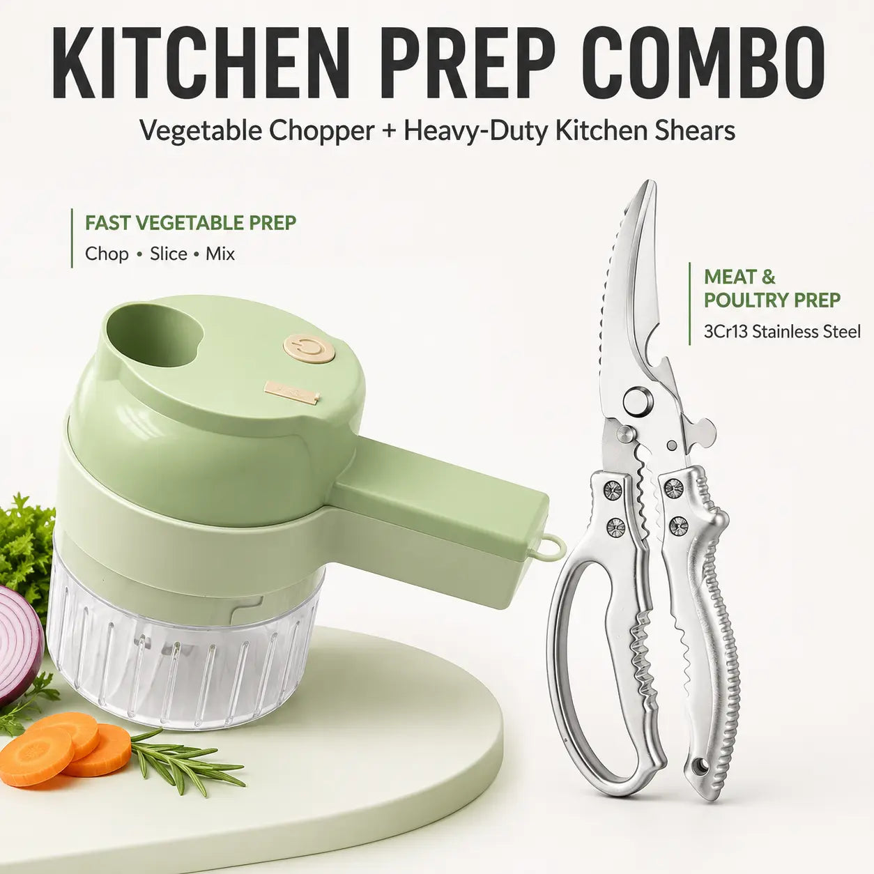 4-in-1 Electric Food Chopper Portable Kitchen Prep Tool for Quick Meal Preparation