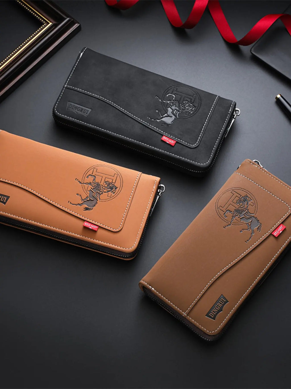 New Mad Horse Leather Men's Durable Wallet Vintage Style PU Zipper Bag Fashion Short Card Holder Coin Pocket Coin Pouch