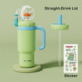 Kids Insulated Whale Fountain Tumbler with Handle and Two Lids for School Drinks