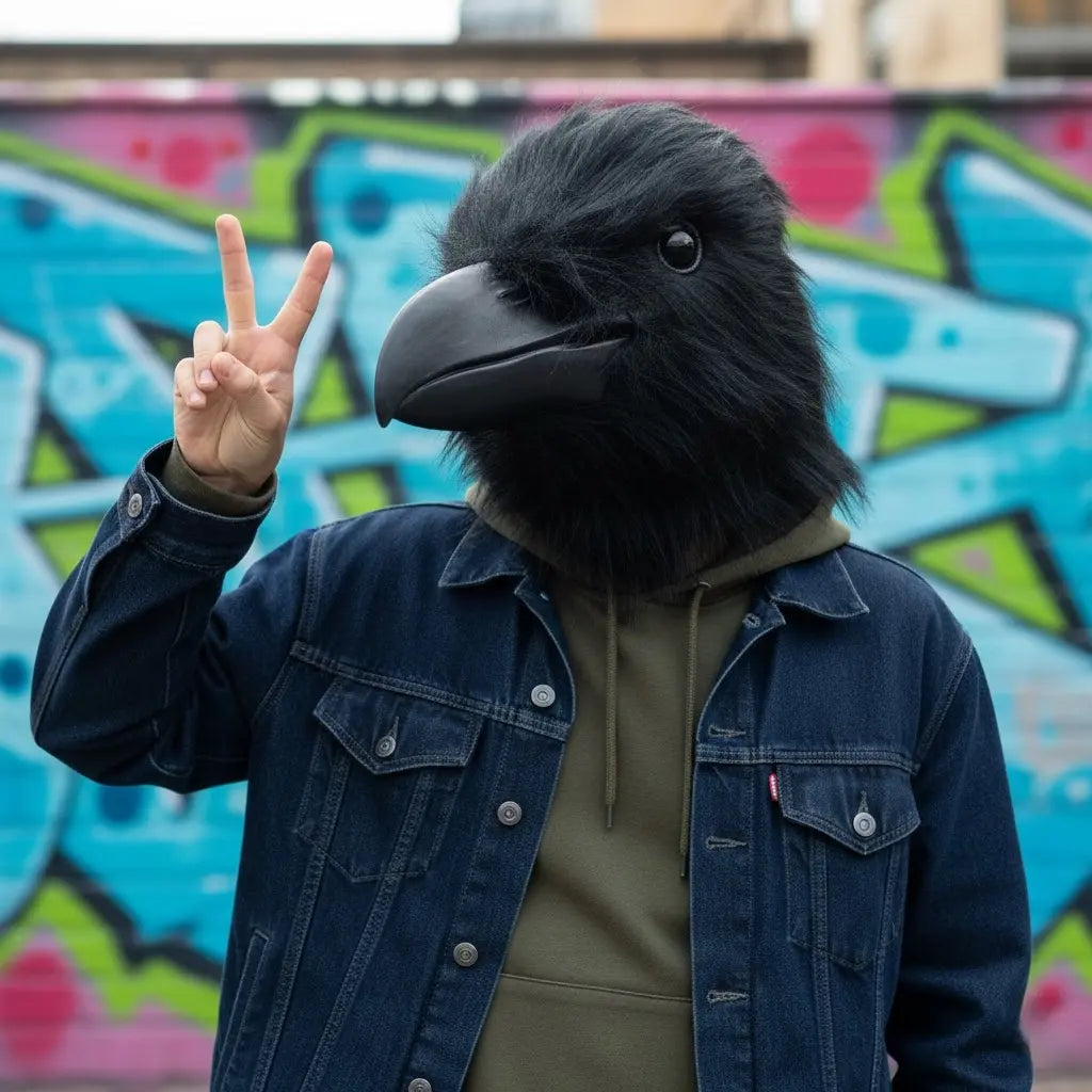 Realistic Crow Latex Mask for Halloween Party and Role Play