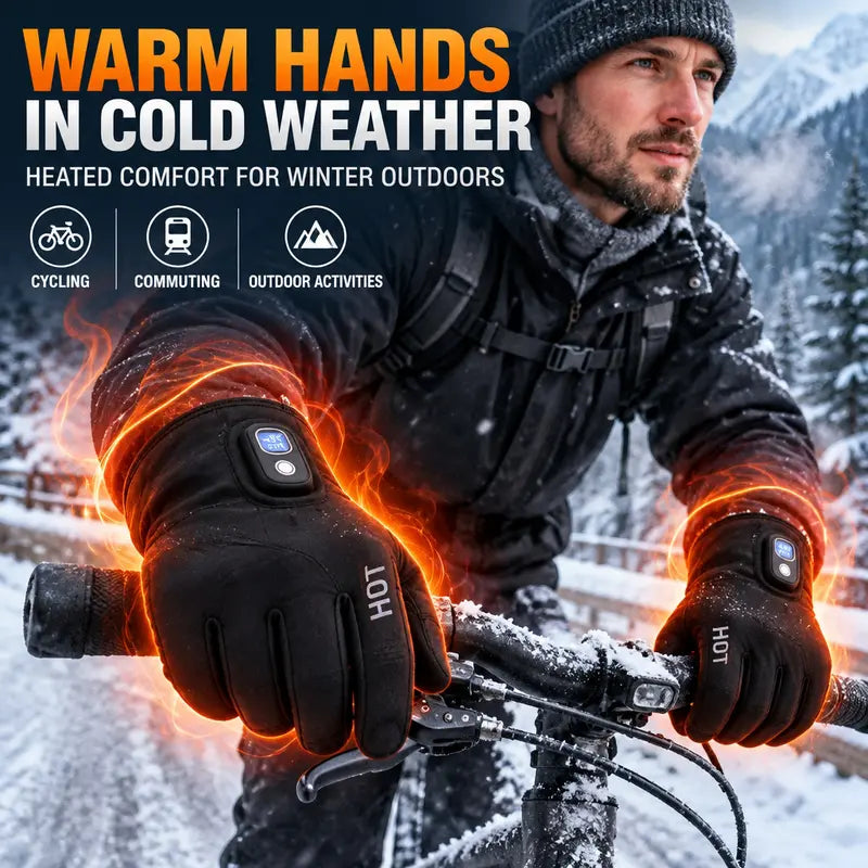 Rechargeable Heated Gloves with Touchscreen Fingertips for Cycling and Cold Weather
