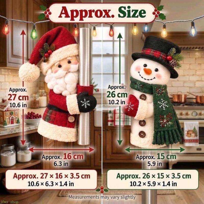 Christmas Santa Snowman Handle Covers for Festive Kitchen and Holiday Home Decor