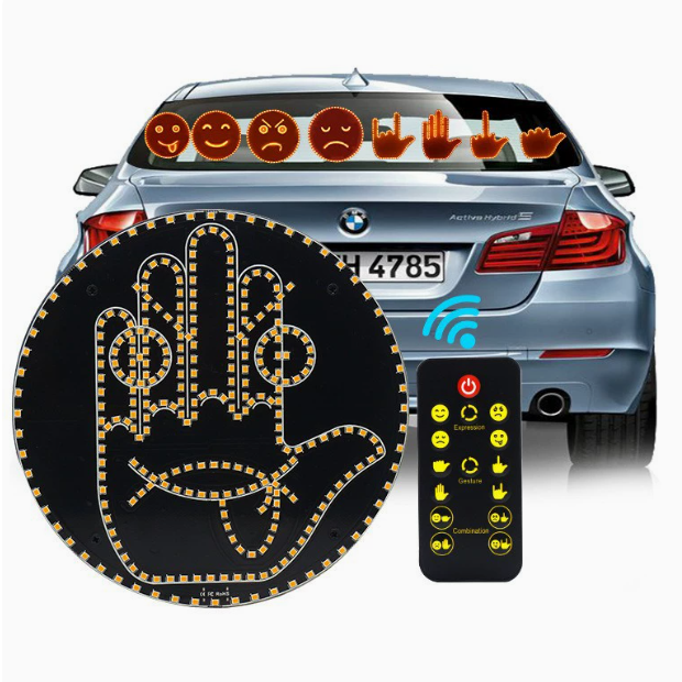 LED Car Gesture Light with Remote | 4 Hand Signs | Peel & Stick