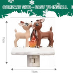 Christmas Elk Night Light,3D Elk Light,ElkCampfire Night Light,Christmas Eve Campfire Flickering Night Light,120V Plug-in Powered for Festive Ambiance,Christmas gifts,fun decorative lights