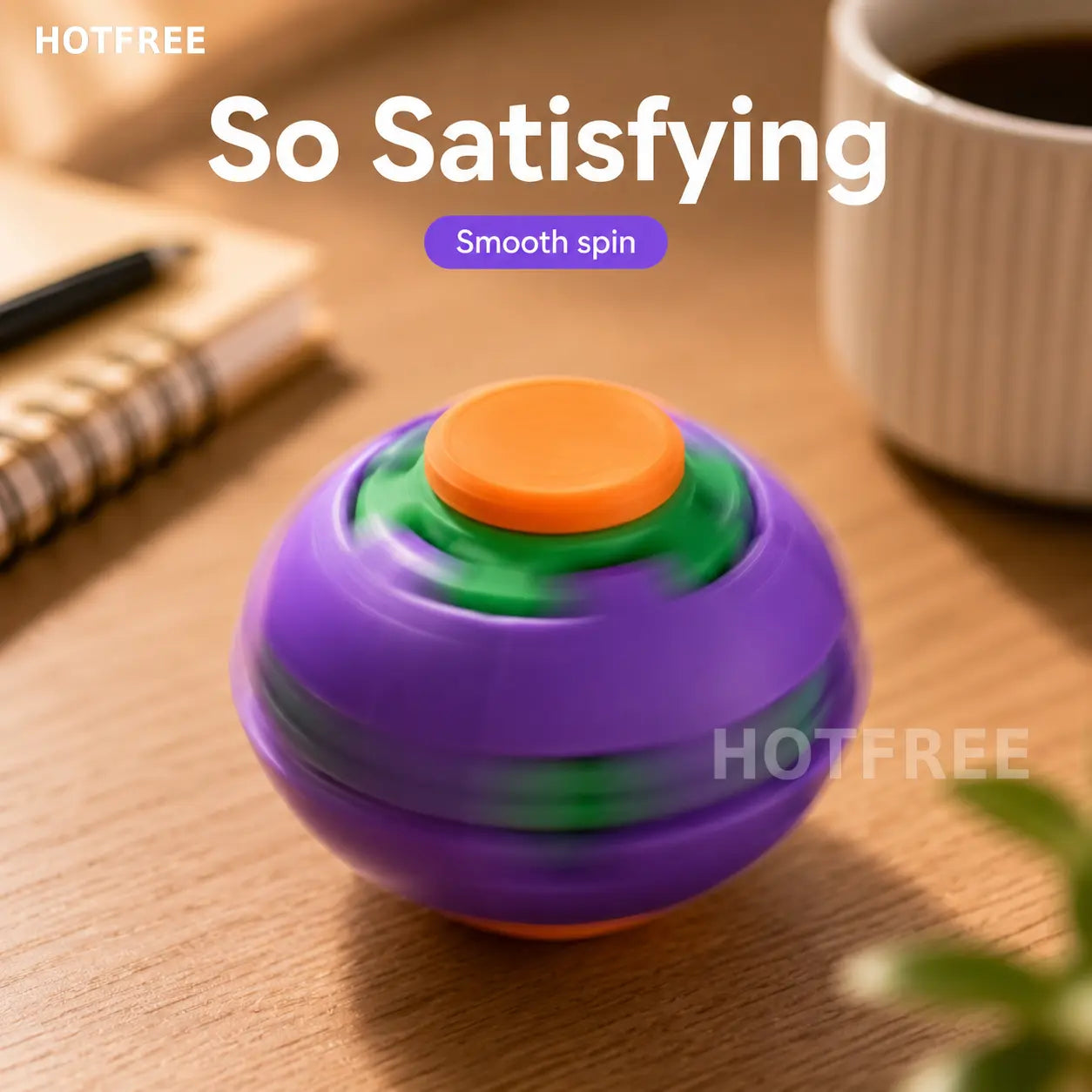 Hotfree 3D Printed Fidget Gyro Ball – Smooth Spinning Stress Anxiety Relief Desk Gadget