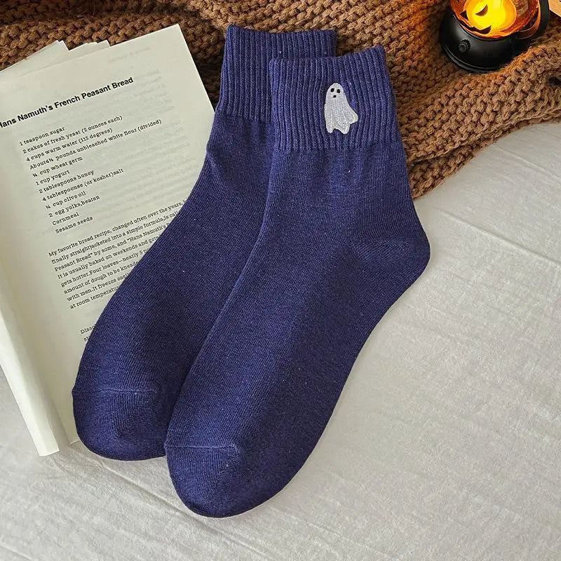 Cute Halloween Socks Set with Spooky Cartoon Designs for Cozy Fall Everyday Wear