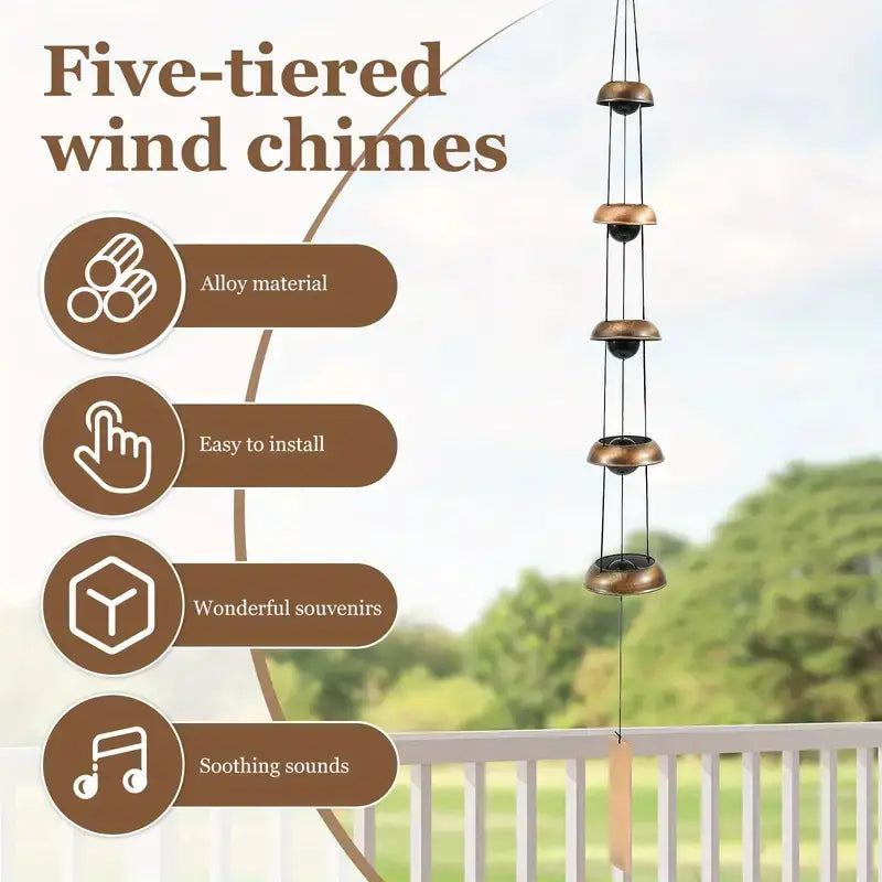 Metal Pagoda Wind Chimes for Outside - Copper Feng Shui Wind Bell for Home Yard Outdoor Decoration,Memorial windchimes Gifts,Garden Hanging Decor,Japanese Handmade