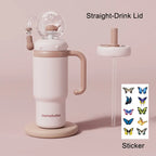 Kids Insulated Whale Fountain Tumbler with Handle and Two Lids for School Drinks
