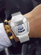 Men’s Rotary Steel Band Watch Set with Bead Bracelet for Stylish Gifts