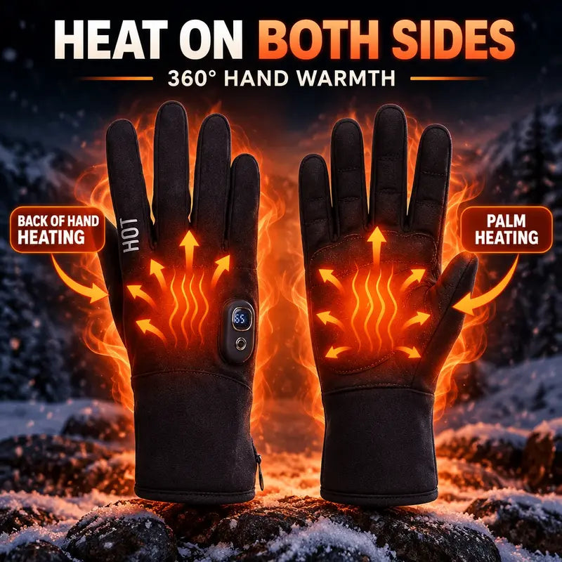 Rechargeable Heated Gloves with Touchscreen Fingertips for Cycling and Cold Weather