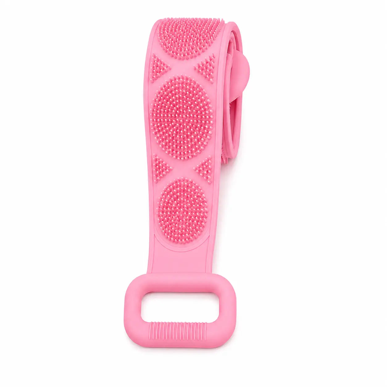 Double-Sided Silicone Bath Brush with Mesh Sponge, Long Back Scrubber Strap with Soft Bristles & Handles for Full-Body Cleansing