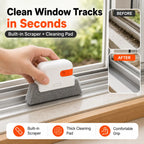 Window Track Cleaner Kit with Scraper and Replacement Pads for Deep Gap Cleaning